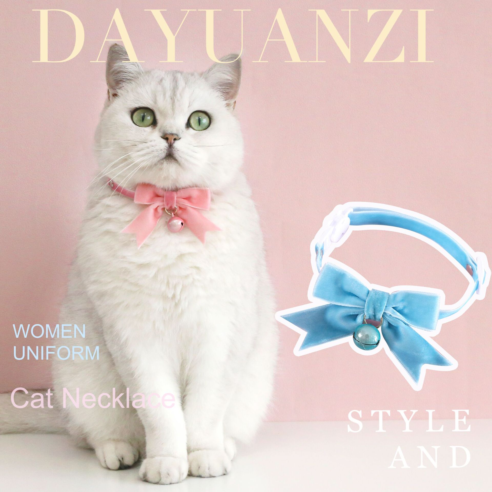 Mascotas gatos perros conejos de seda de ensueño arco anti-asfixia collar campana de agua ajustable collar princesa