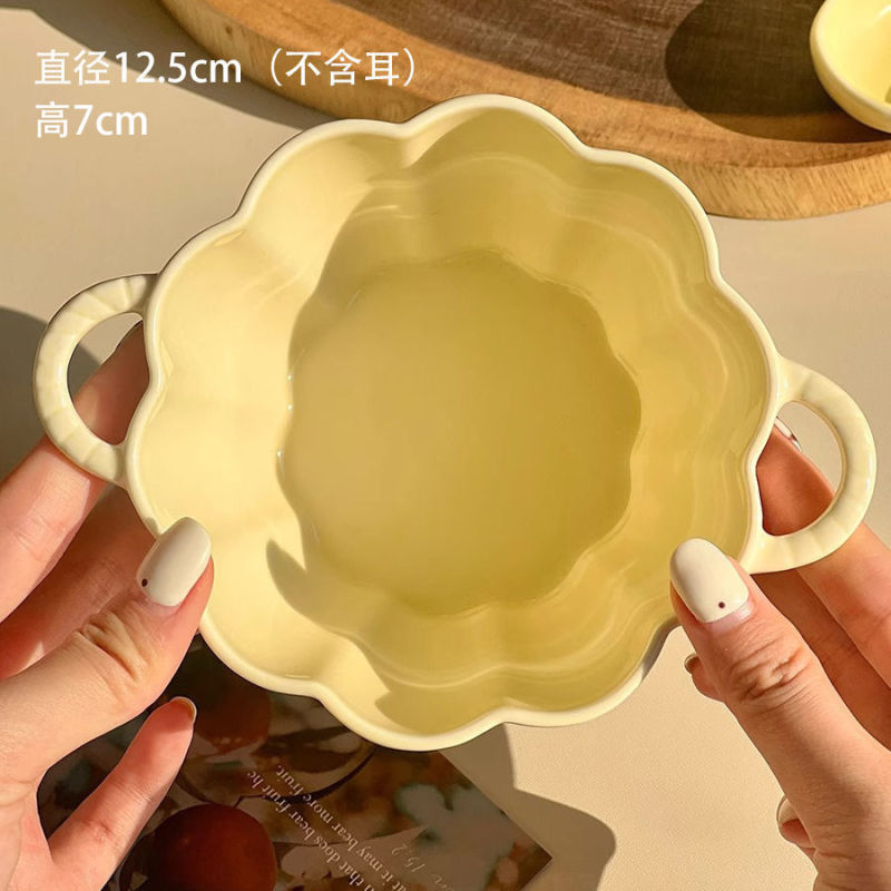 両耳スープボウル カボチャセラミック 家庭用ミルクフフ スプーンと箸付き 高価値 大容量 かわいいインスタントラーメン カタツムリヌードルボウル|undefined
