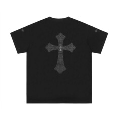クロスボーダー高バージョン CH クロウレザークロス刺繍半袖 Tシャツ男性と女性のための同じスタイルの Tシャツドロップシッピング