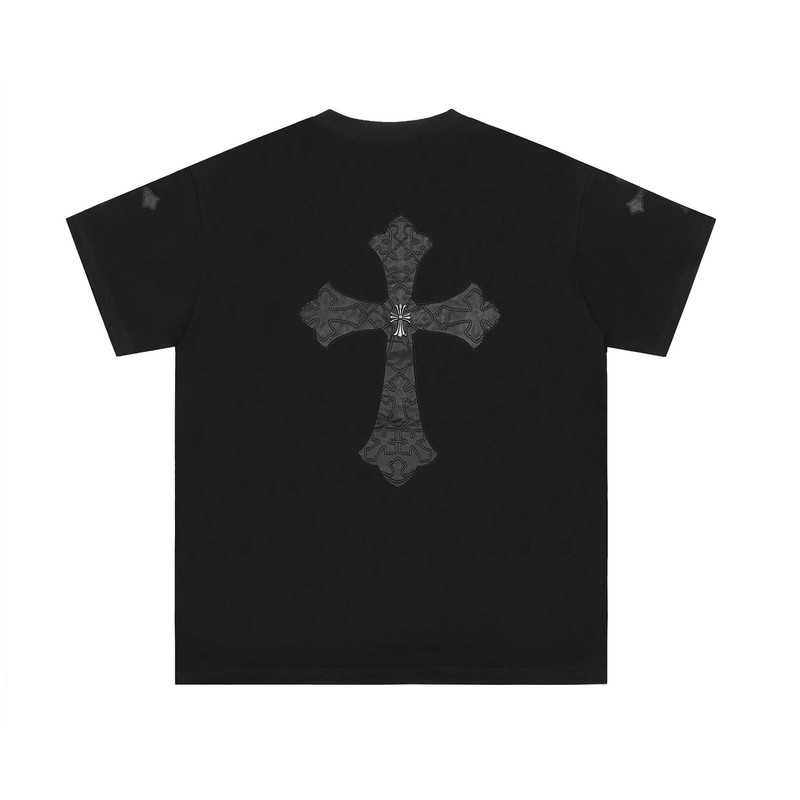 クロスボーダー高バージョン CH クロウレザークロス刺繍半袖 Tシャツ男性と女性のための同じスタイルの Tシャツドロップシッピング|undefined