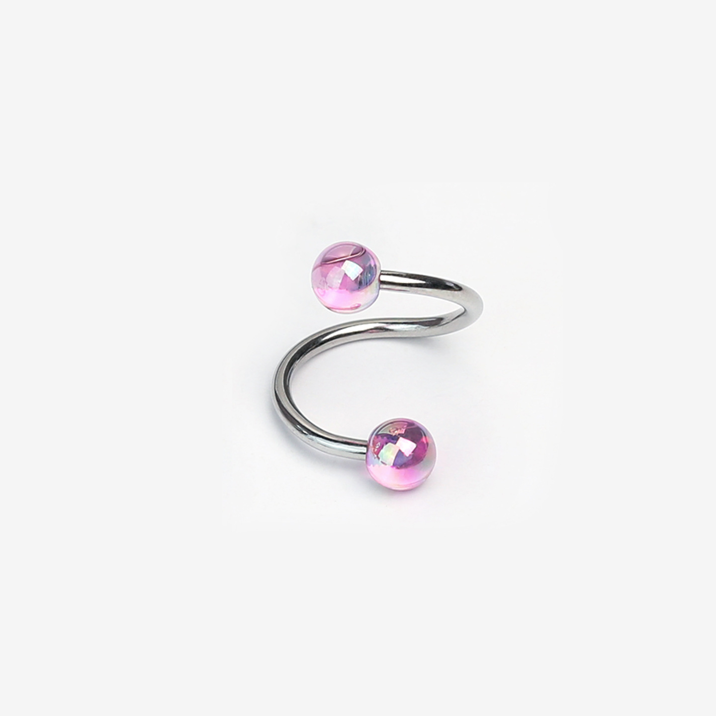 Iridescent Gradient Laser Lip Ring S-Shaped Acrylic External Thread S-Ring Lip Stud Ear Cartilage Ring Hot Girl European and American Piercing Jewelry detail image 8
