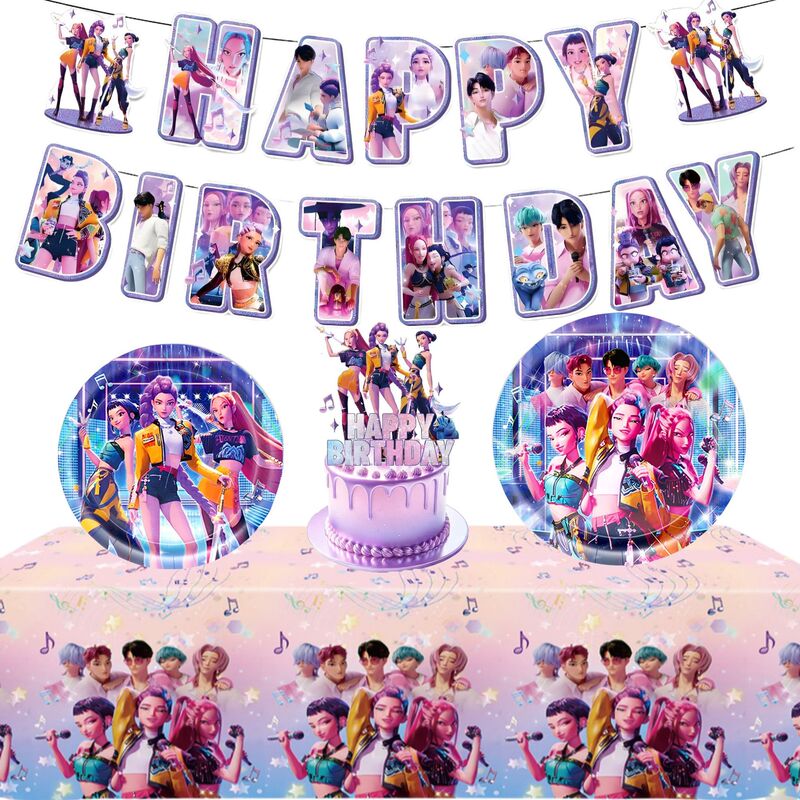 New Product Witch Hunt Girl Group Theme Girl Party Tableware Set Paper Plate Paper Towel Tablecloth Plug-In Banner Birthday Decoration