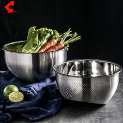 304 stainless steel drain basin rice washing sieve thickened drain basin rice washing basket kitchen household rice washing machine drain basket