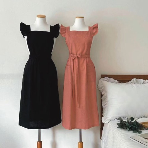 Dedicated Korean-style European-style small flying shoulder floral artistic painting studio coffee milk tea workwear stain-proof water-resistant apron