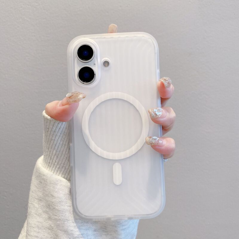 适用iPhone16proMax条纹瓦楞手机壳夜光磁吸苹果15高级感14保护套|undefined
