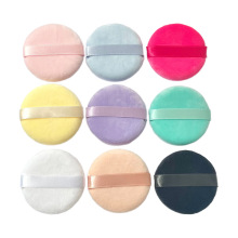 超柔圆形散粉扑 水晶绒双面植绒扑 定妆海绵干粉扑跨境热销蜜粉扑