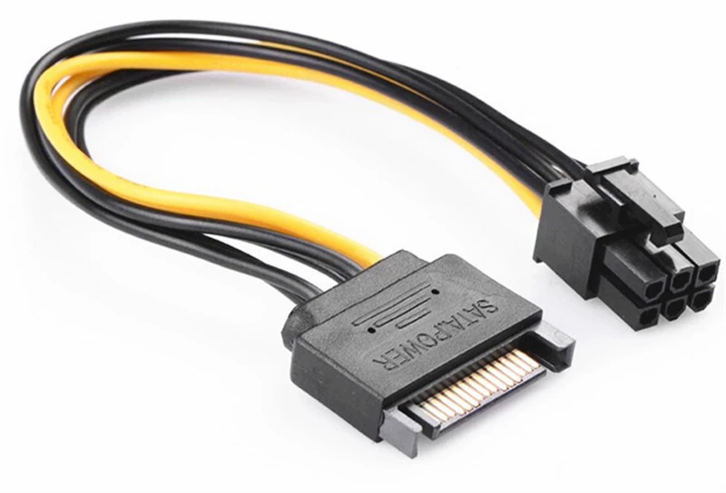 Новый кабель питания HDD → видеокарта, чистая медь, SATA в 6-контактный (6PIN) адаптер, 18AWG