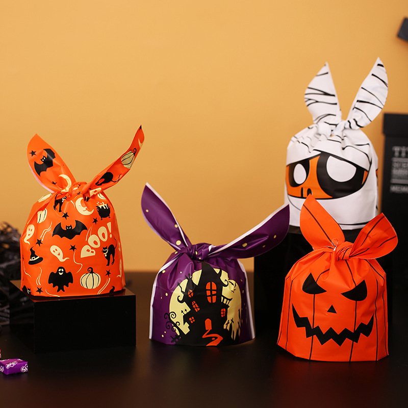 国境を越えたハロウィーン包装袋アマゾンウサギ耳スナック袋焼きクッキー袋ギフト袋カボチャキャンディー袋|undefined