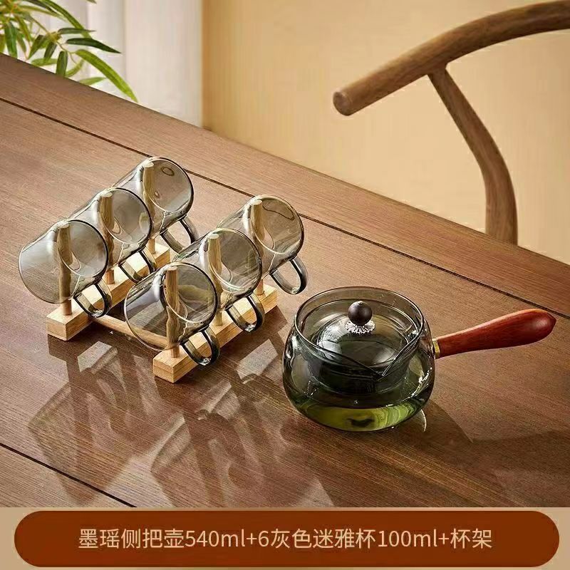 Nueva olla Xiaoyao 360 grados de vidrio borosilicato giratoria fabricante de té de vidrio juego de té traje hogar tetera