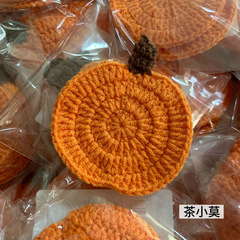 亚马逊跨境纯手工钩织万圣节南瓜杯垫手工针织毛线防烫马克杯垫节
