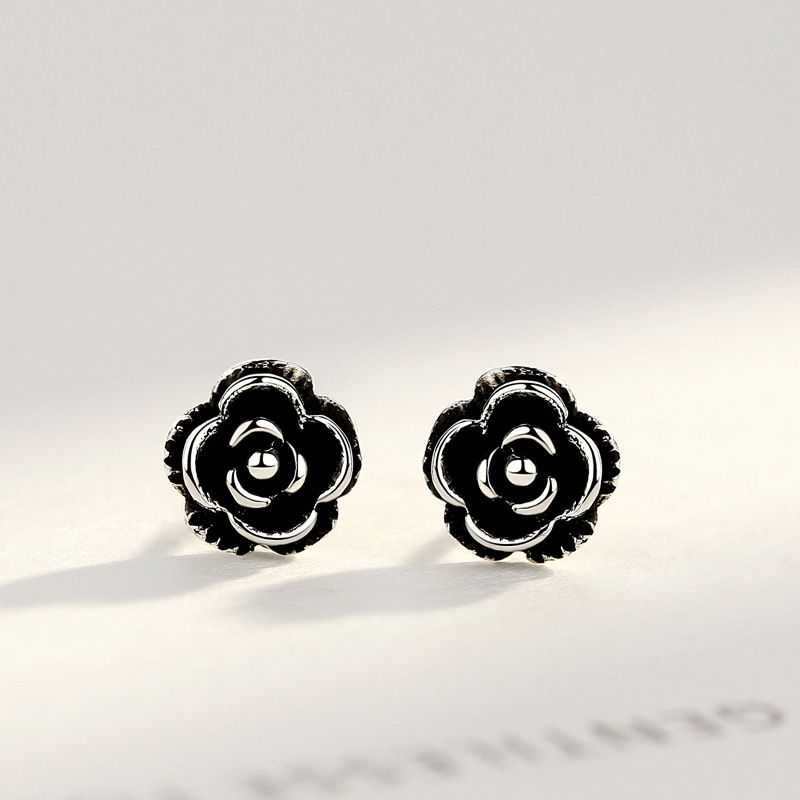 S pure for women, Thai silver roses, personalized niche design, simple and trendy jewelry earrings_voghion.com