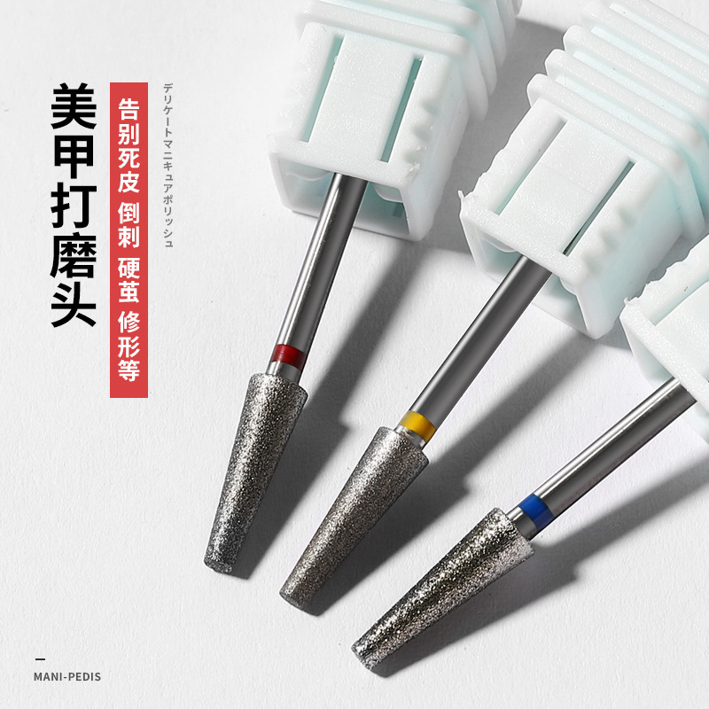 Venta caliente Ruso máquina de pulir uñas cabeza de molienda exfoliante de acero de tungsteno de alta gama cónica herramienta de galvanoplastia 4mm Diamante