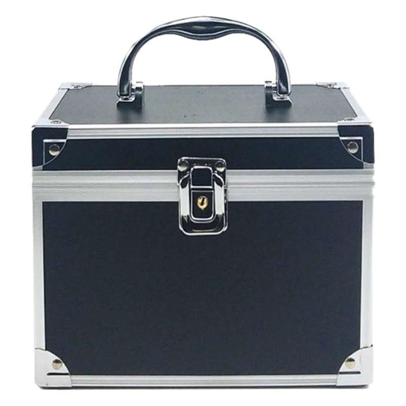 Caja de cosméticos de aleación de aluminio multifuncional doble capa de gran capacidad internet celebridad mujer caja de almacenamiento portátil bolsa de cosméticos portátil con cerradura