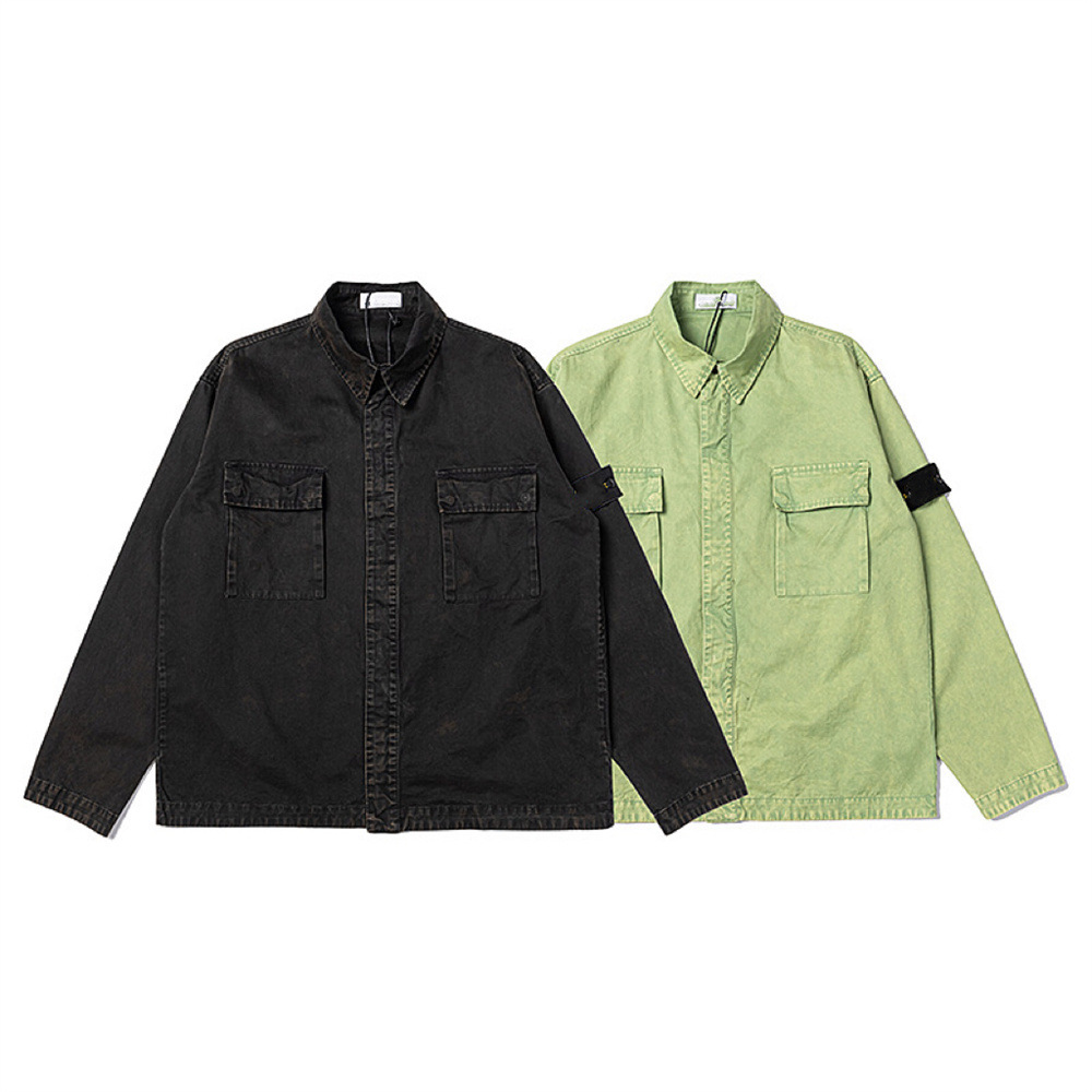New Men's Retro High-Quality Heavy Cotton Washed Work Jacket Loose Shirt