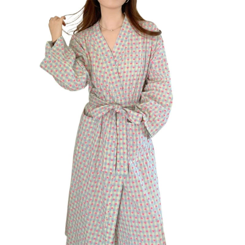 黁白 Japanese pijama, autumn cute bathrobe, long brand long-sleeve, loose fit