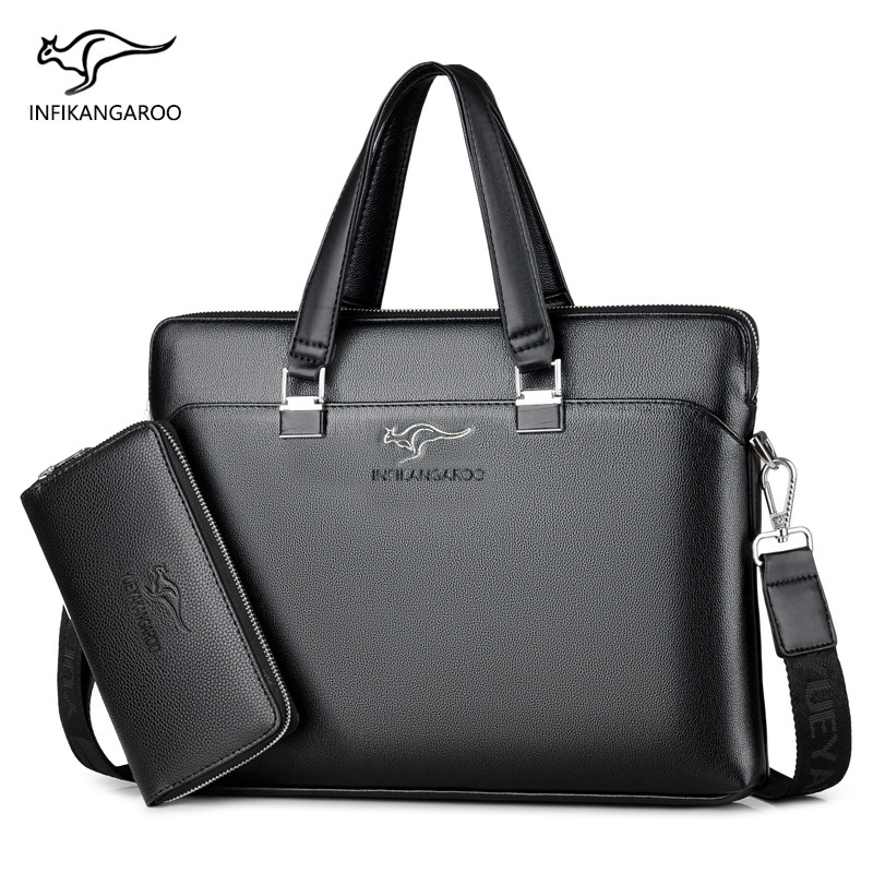 Multi-layer soft leather men's handbag business bag laptop briefcase messenger bag new men's bag