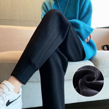 运动裤女加绒加厚春秋冬季宽松束脚纯棉保暖羊羔绒韩休闲小脚卫裤