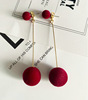 Black demi-season earrings, long pendant, Korean style, simple and elegant design