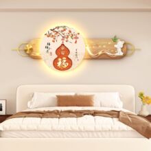 新款氛围感LED灯发光灯画创意挂画高级轻奢中古风卧室床头装饰画