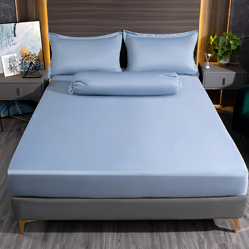 Summer Ice Silk Bed Cover Solid Color Cool Mattress Cover Ice Mat Simmons Protective Cover Single-piece Three-piece Machine Washable