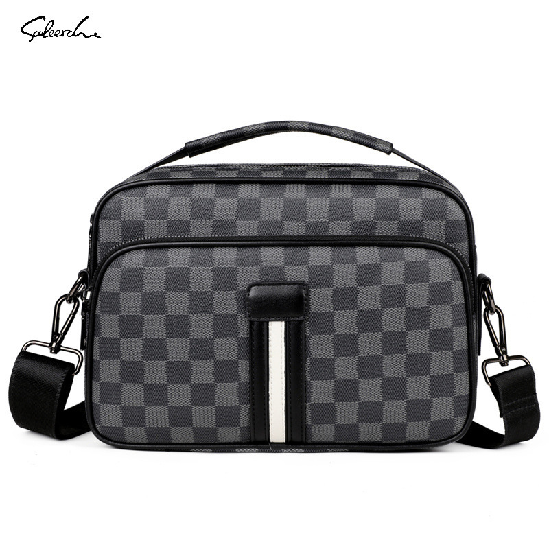 New 2025 Street Trendy Men's Crossbody Bag Men's Shoulder Bag Leather Horizontal Letter Small Square Bag Mobile Phone Crossbody Bag New 2025 Street Trendy Men's Crossbody Bag Men's Shoulder Bag Leather Horizontal Letter Small Square Bag Mobile Phone Crossbody Bag