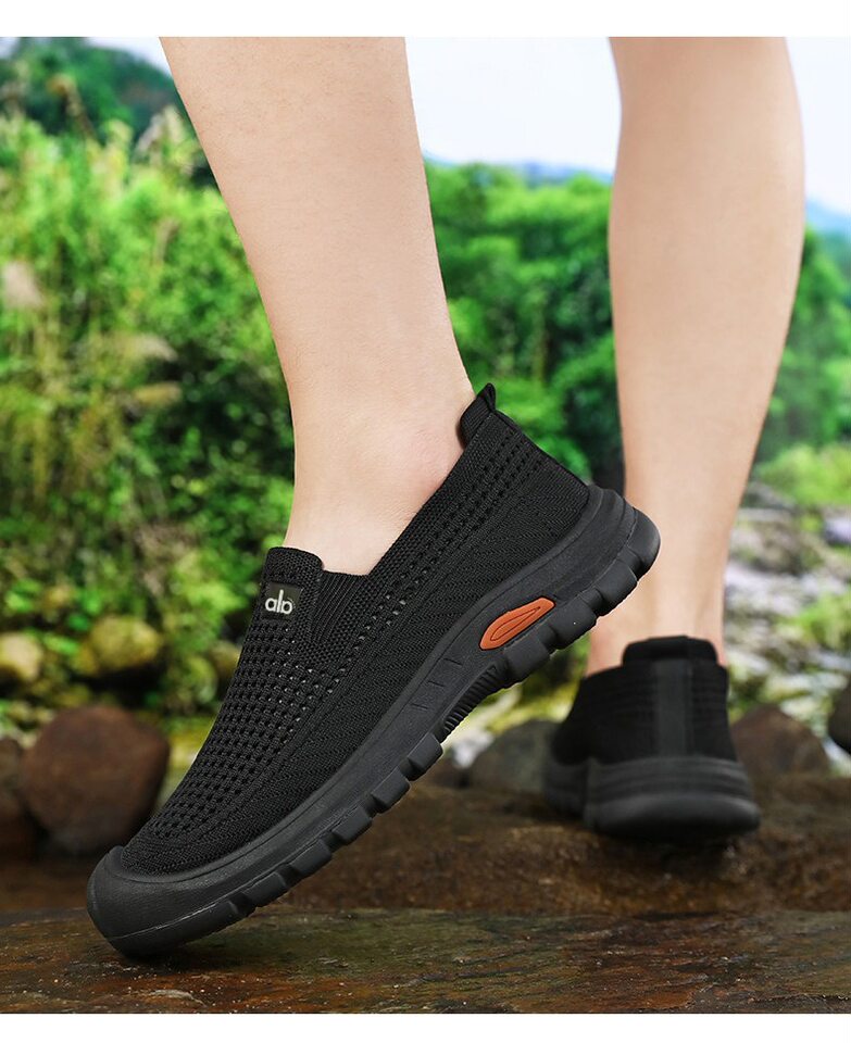 Giày nam lưới thoáng khí chân bè đế mềm chống trượt, kiểu giày lười cổ thấp — Màu nâu cà phê, màu xám, màu đen chi tiết 22