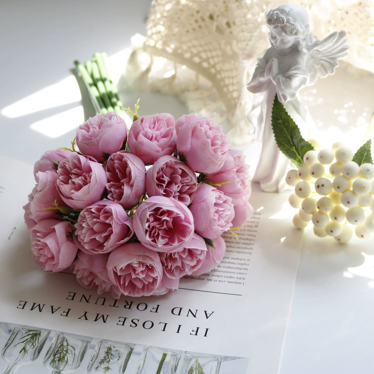 Realistic decorations for photo sessions, layout, props, bouquet
