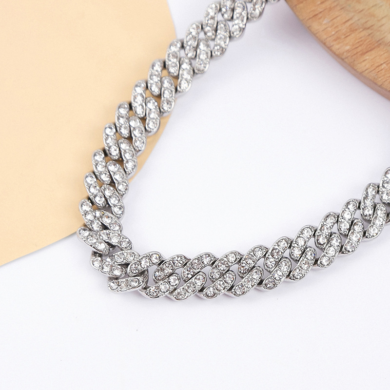 9mm Single Row Diamond Hip Hop Cuban Necklace for Men with Design Sense 2022 New INS Style Versatile Bracelet_voghion.com