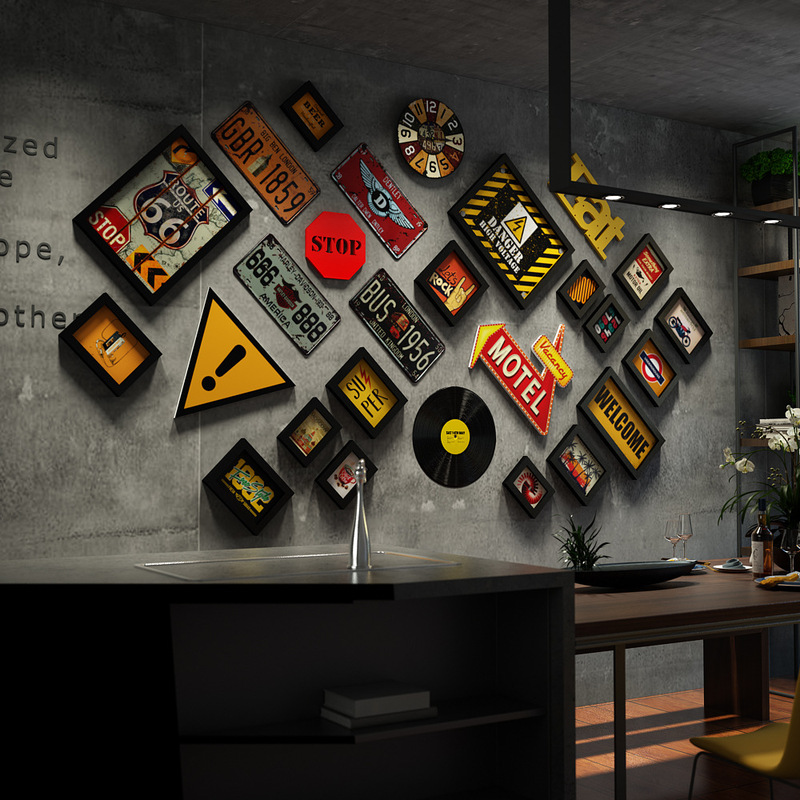 Polymer_A08 retro license plate photo frame wall decorative painting combination hanging picture decorative frame hanging clock photo wall Polymer_A08 retro license plate photo frame wall decorative painting combination hanging picture decorative frame hanging clock photo wall