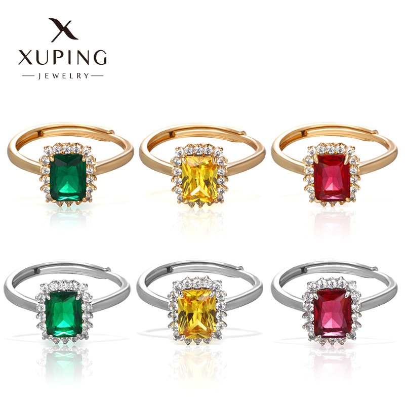 Xuping imitación de la serie Cuadrado temperamento elegante retro anillo femenino de alto nivel nicho ligero lujo anillo de apertura