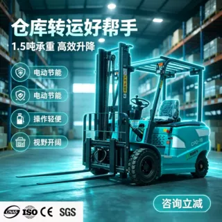 外贸出口新款电动叉车液压抬升座驾式可定制草垛货物搬运堆高