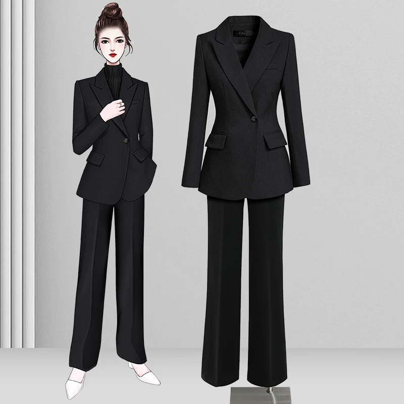 Black blazer, women's high-end suit, hotel manager's attire, jewelry store uniform, sophisticated and professional workwear Black blazer, women's high-end suit, hotel manager's attire, jewelry store uniform, sophisticated and professional workwear
