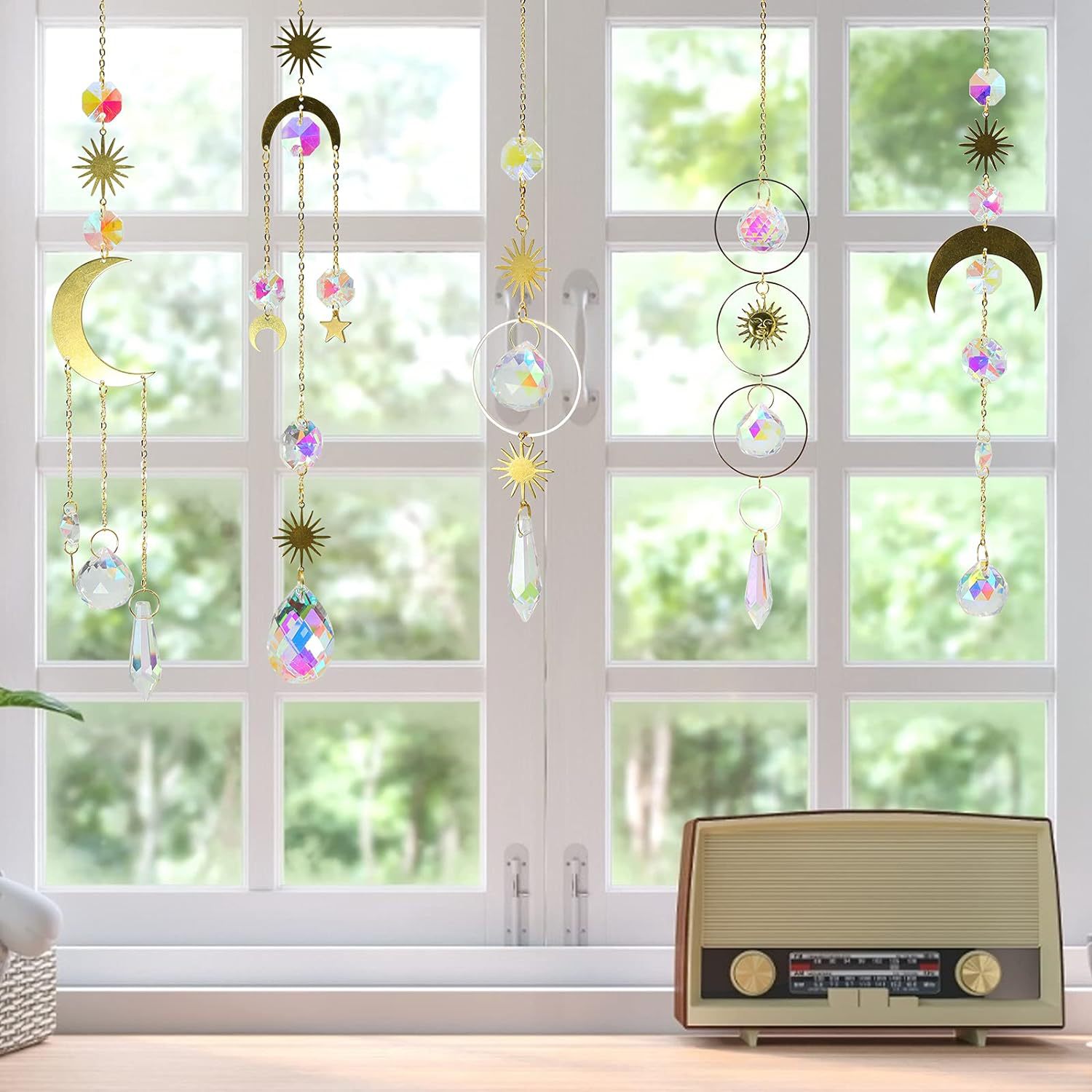 pendant Classification 1 Piece Quantity Simple Style Sun Moon Crystal Crystal Suncatcher Wind Chime Wall Art