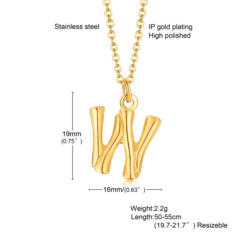Fashion Letter Titanium Steel Polishing Plating Gold Plated Pendant Necklace display picture 22