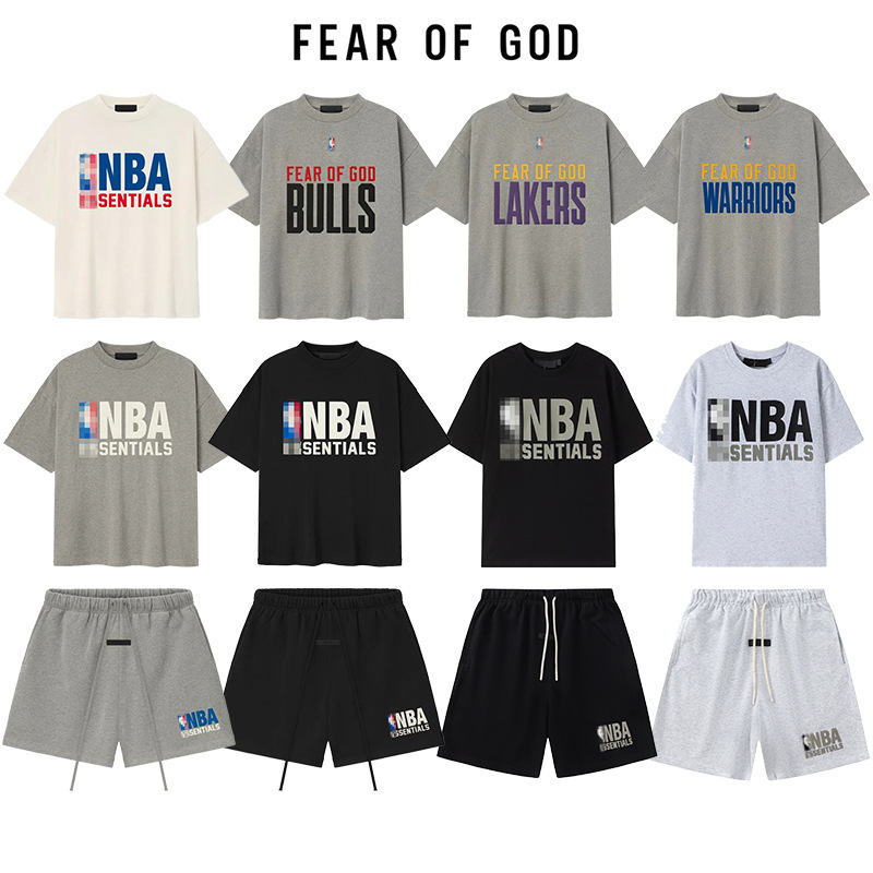 Cross-Border Fog Essentials Collaboration Nba All-Star Series Casual Short-Sleeve T-Shirt and Shorts Set Cross-Border Fog Essentials Collaboration Nba All-Star Series Casual Short-Sleeve T-Shirt and Shorts Set