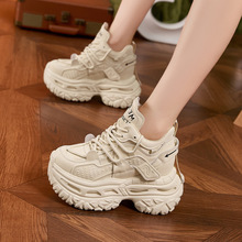 厚底老爹鞋女款高帮鞋2025秋冬新款加绒保暖百搭休闲鞋内增高女鞋