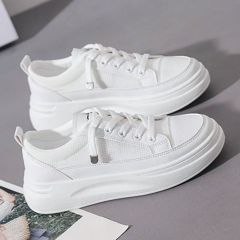 Белые туфли на липучке для женщин, универсальные осенние новые женские туфли 2025 года, кожаные туфли на толстой подошве в уличном стиле, женские туфли на плоской подошве, модные