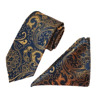 Source Manufacturer Spot Supply Polyester Large Waist Flower Men's Tie Men's Pocket Square Two-Piece Set