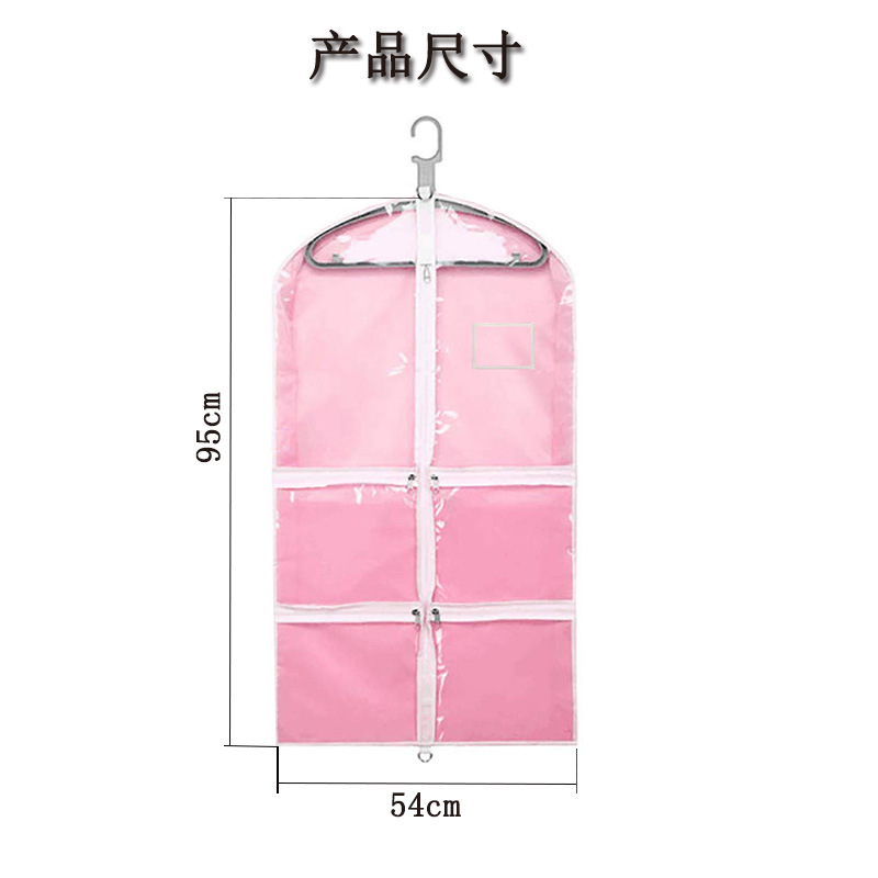 37 pulgadas con 4 bolsillos con cremallera ropa transparente para niños bolsa de polvo ropa de PVC cubierta de polvo ropa de poliéster bolsa colgante