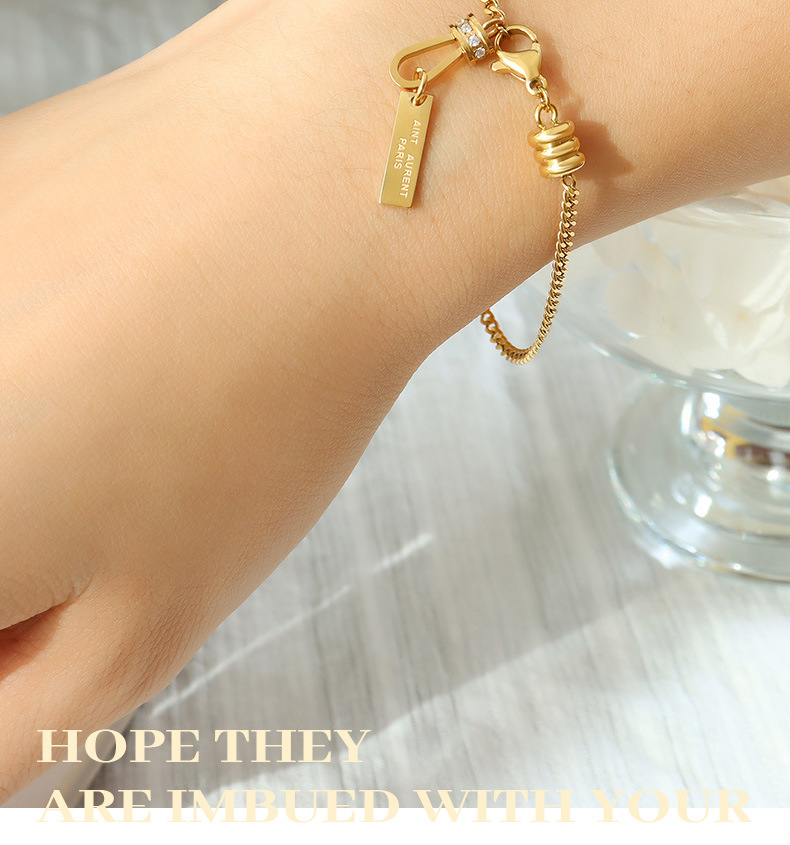 Simple Style Geometric Titanium Steel Plating Zircon Bracelets 1 Piece