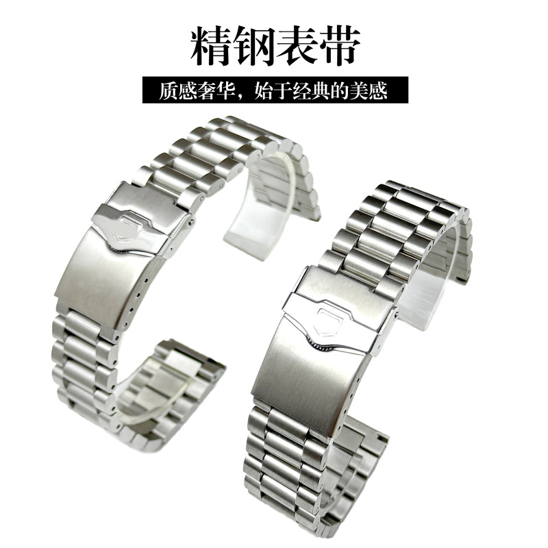 Suitable for Thai g Hao Y Heritage Carrera Monaco Series Three-Bead Solid Stainless Steel Men's Watch Strap 20 22m