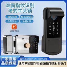 防盗门家用通用老式大门铁门智能锁庭院门密码锁牛头锁通通指纹锁