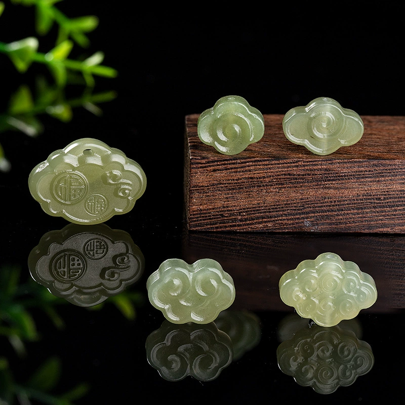 Натуральный нефрит Hetian синий белый нефрит длинный замок цветения Xiangyun задняя часть облако нефрит ювелирные изделия ручной работы DIY аксессуары