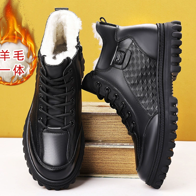 Северо-восточные зимние хлопковые туфли, мужские меховые универсальные туфли, мужские хлопковые туфли, новые туфли для папы, утолщенные хлопковые сапоги на флисовой подкладке, нескользящие