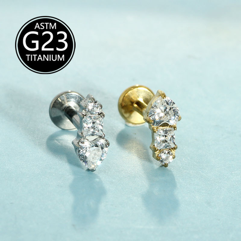 16G labret stud size and finish detail