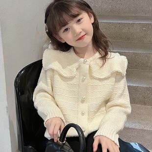 Girls' Fashionable Cardigans, Girls' Knitted Knitwears, Kidsren's Knitwears, Medium and Large Kidsren's Outwears, Spring Clothes, New Trendy Bottoming Shirts