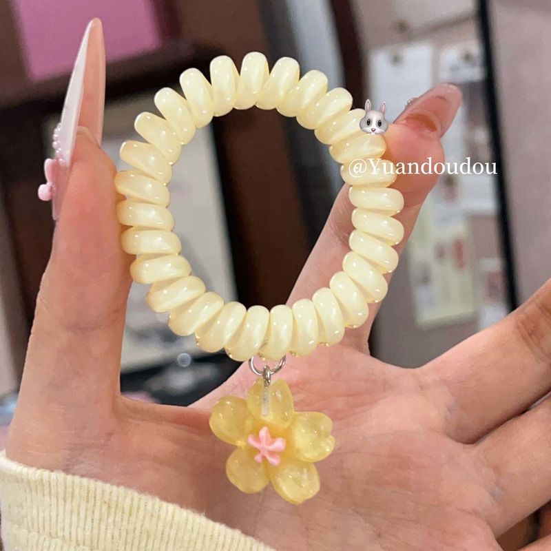 Ins清新ゼリー色桜電話線ヘアリング甘い少女心髪ひも皮筋プリンセス風ヘアアクセサリー|undefined
