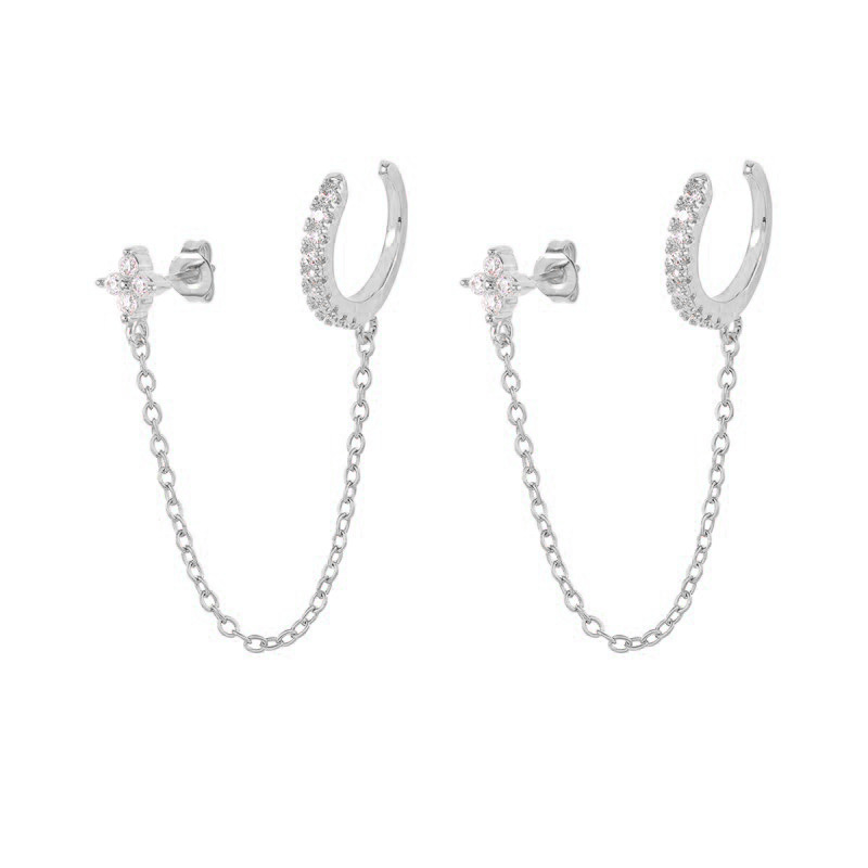 Copper Material 1 Pair Elegant Lady Simple Style Flower Inlay Copper Zircon Earrings