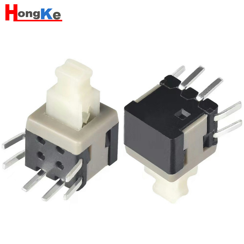 直销自锁按键开关5.8*5.8/无锁90度DIP直插耐高温/6脚卧式侧按