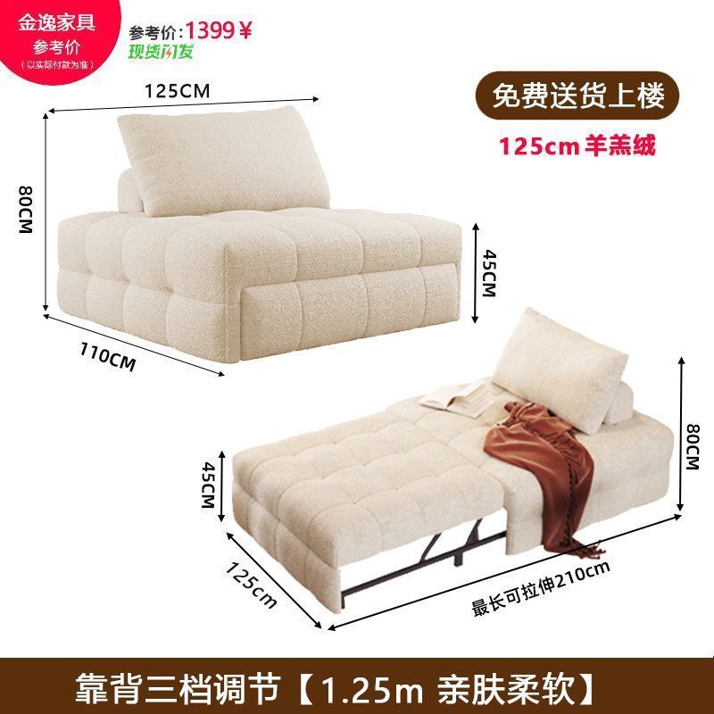 单双人沙发床可折叠一体两用2025新款小户型客厅多功能抽拉伸缩床|undefined